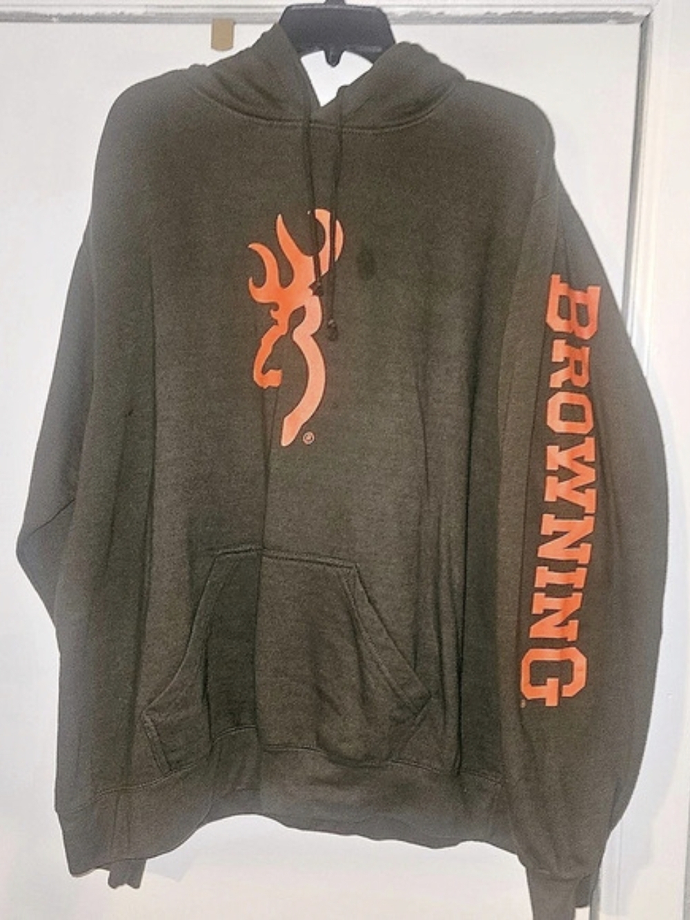 Men Browning Buckmark Tech Long-Sleeve Hoodie Green & Orange 2XL